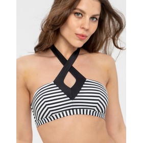 Купальный бюст-бандо в полоску CBS238 V1 SPICY STRIPES, Цвет: черно-белый, Размеры: S