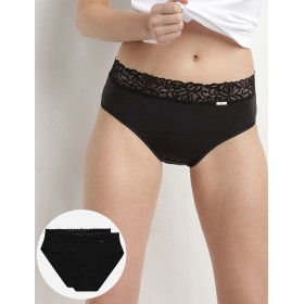 Набор трусов из хлопка Dim COTON FEMININE 4A94 (2 шт) черный, Цвет: черный/черный, Размеры: S/M