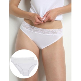 Набор трусов из хлопка Dim COTON FEMININE 4633 (2 шт) белый, Цвет: белый/белый, Размеры: XXS/XS