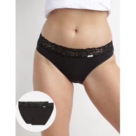 Набор трусов из хлопка Dim COTON FEMININE 4633 (2 шт) черный, Цвет: черный/черный, Размеры: S/M
