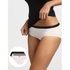 Набор хлопковых трусов брифов Dim LES POCKETS COTON 4C20 с черным бантом - 3 штуки, Цвет: с черным бантом, Размеры: XXS/XS