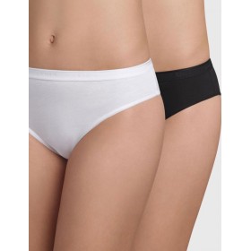 Набор трусиков из хлопка Dim COTTON BIO 4D97 черный и белый, Цвет: черный/белый, Размеры: S/M