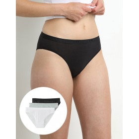 Набор трусов Dim LES POCKETS COTON 4H00/3 черный/белый/серый - 3 штуки, Цвет: черный/белый/серый, Размеры: XXS/XS