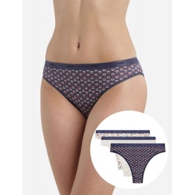 Набор хлопковых стрингов Dim LES POCKETS COTON 4C19 цветочный - 3 штуки, Цвет: цветочный, Размеры: XXS/XS