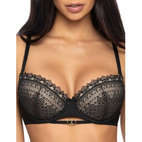 Бюстгальтер балконет пуш-ап MAT MARION bezowo-czarny M-3539-11, Цвет: черный, Размеры: 70E