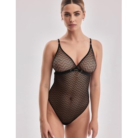 Полупрозрачное боди стринг Alles SONO M/BF BODY черный, Цвет: черный, Размеры: S