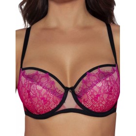 Бюстгальтер полупоролон с розовым кружевом Ava AMBRE 2032 PU pink, Цвет: розовый, Размеры: 85C