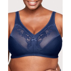 Бескаркасный бюстгальтер минимайзер Glamorise GI1003 темно-синий, Цвет: синий, Размеры: 90C