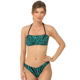 Полосатый купальник бандо Jolidon FR125BI, Цвет: зеленый/зебра, Размеры: 70B