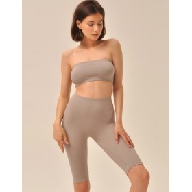 Велосипедки в рубчик MY PA829 moon, Цвет: бежевый, Размеры: L