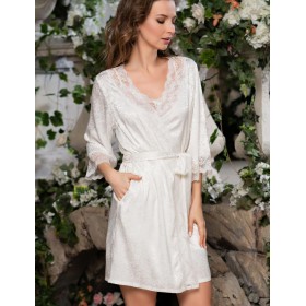 Халат-кимоно атласный Mia-Amore BEATRICE 2193, Цвет: молочный, Размеры: 2XL