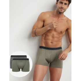 Трусы мужские боксеры набор (2 шт) Dim 0A6C серый/зеленый, Цвет: серый/зеленый, Размеры: L
