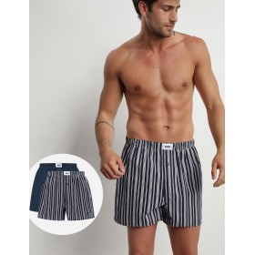 Свободные трусы мужские набор (2 шт) Dim 0ARM полоски/индиго батик, Цвет: полоски/индиго батик, Размеры: S