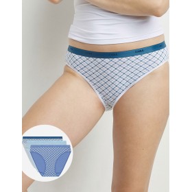 Набор хлопковых трусиков Dim LES POCKETS COTON 4C17 геометрия голубой - 3 штуки, Цвет: геометрия голубой, Размеры: S/M