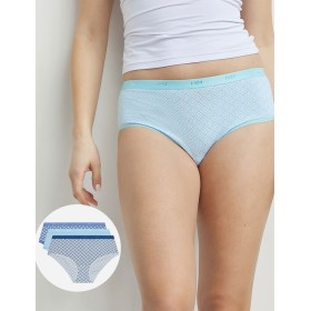 Набор хлопковых трусов брифов Dim LES POCKETS COTON 4C20 геометрия голубой - 3 штуки, Цвет: геометрия голубой, Размеры: L/XL