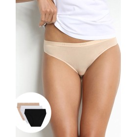 Набор трусов Dim LES POCKETS COTON 4H00/3 белый/телесный/черный - 3 штуки, Цвет: белый/телесный/черны, Размеры: XXS/XS