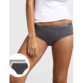 Набор хлопковых трусов Dim LES POCKETS COTON 4H01/3 темно-серый/розовый/серый - 3 штуки, Цвет: темно-серый/розовый/, Размеры: XXS/XS