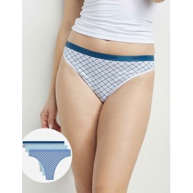 Набор хлопковых стрингов Dim LES POCKETS COTON 4C19 геометрия голубой - 3 штуки, Цвет: геометрия голубой, Размеры: L/XL