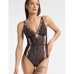 Кружевное боди Esotiq KATIE 40566 черно-бежевый, Цвет: черный+бежевый, Размеры: M