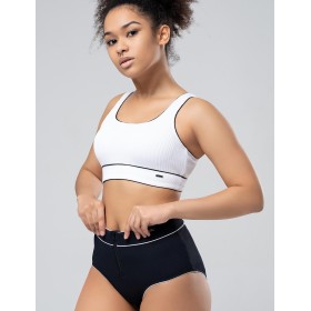 Черно-белый купальник с высокими плавками Opium SF-55, Цвет: черно-белый, Размеры: L