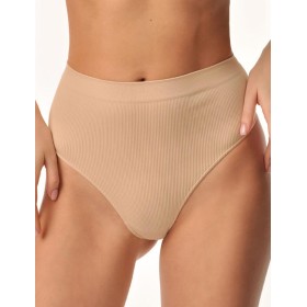 Высокие стринги в рубчик MY PE055 nudo, Цвет: телесный, Размеры: S