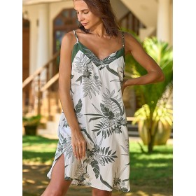 Короткая сорочка из вискозы Mia-Amore CASSANDRA 1870, Цвет: белый с оливковым, Размеры: M