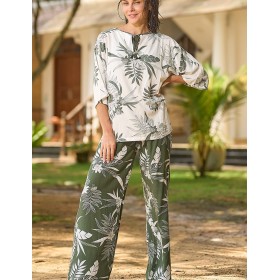 Комплект блуза со штанами Mia-Amore CASSANDRA 1876, Цвет: белый с оливковым, Размеры: S