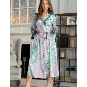 Длинный халат из атласа Mia-Amore GEOMETRY 7009, Цвет: мульти, Размеры: L/XL