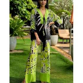 Пляжный комплект брюки и топ Mia-Amore MONTEREY 7336, Цвет: зеленый, Размеры: M