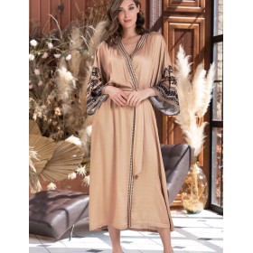 Длинный домашний халат Mia-Amore RIANNA 1859, Цвет: песочный, Размеры: 2XL/3XL