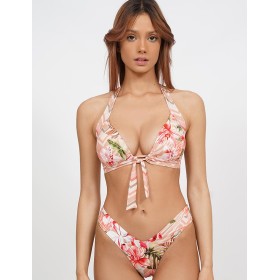 Открытый купальник халтер UNICONF CB256 TROPICAL FEVER, Цвет: розовый, Размеры: S