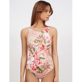 Совместный купальник с открытой спиной UNICONF CBI261 TROPICAL FEVER, Цвет: розовый, Размеры: L