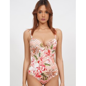Слитный купальник с формованными чашками UNICONF CBI265 TROPICAL FEVER, Цвет: розовый, Размеры: XL