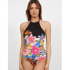 Мягкий слитный купальник UNICONF CBI296 DREAMY GARDEN, Цвет: черный, Размеры: S