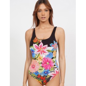 Закрытый купальник цветы UNICONF CBI297 DREAMY GARDEN, Цвет: черный, Размеры: S