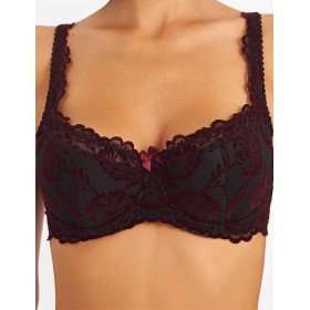 Бюстгальтер балконет с флок напылением Simona M 608 бархат бордо, Цвет: бархат бордо, Размеры: 75G