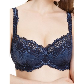 Бюстгальтер балконет кружево биколор Simona M 608 ночь, Цвет: ночь, Размеры: 75D