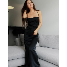 Платье миди на тонких бретелях 5senses 7146 черный, Цвет: черный, Размеры: L