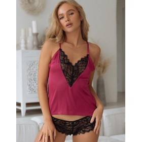 Женская пижама с кружевными шортиками 5senses 7283, Цвет: малиновый, Размеры: M