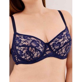 Бюстгальтер с мягкими кружевными чашками Lina A 6010 темно-синий, Цвет: темно-синий, Размеры: 75E