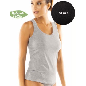 Хлопковая майка широкие бретели Sielei NATURAL COTTON 1438 nero, Цвет: nero (черный), Размеры: S