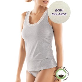Хлопковая майка с кружевом Sielei NATURAL COTTON 1434 ecru melange, Цвет: ecru melange, Размеры: XS