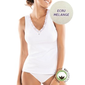 Хлопковая майка широкие бретели Sielei NATURAL COTTON 1436 ecru melange, Цвет: ecru melange, Размеры: XS