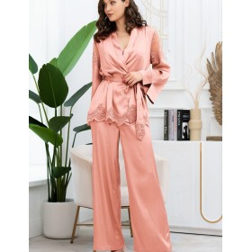 Шелковый комплект-тройка с брюками Mia-Amore AURELIA 3896 чайная роза, Цвет: чайная роза, Размеры: M