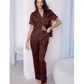 Пижама атласная Mia-Mella JULIA 8734 шоколадный, Цвет: шоколадный, Размеры: S