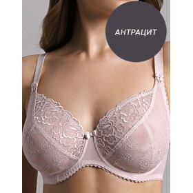 Мягкий бюстгальтер из неэластичной вышивки Misstyle 2548 антрацит, Цвет: антрацит, Размеры: 85F