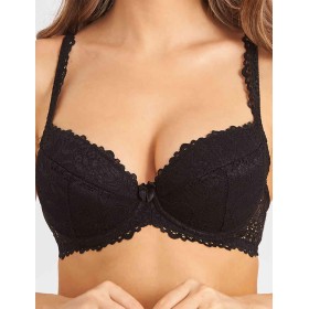 Кружевной бюстгальтер балконет пуш-ап Novella 640 черный, Цвет: черный, Размеры: 75C