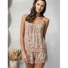 Пижама женская с шортами Mia-Amore NELLY 1942, Цвет: бежевый, Размеры: M