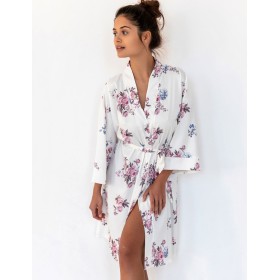 Атласный халат под пояс Sensis LUCRETIA, Цвет: белый, Размеры: S/M