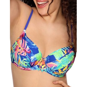 Верх купальника с уплотненной чашкой Ava SK143 U etnic blue, Цвет: флора синий, Размеры: 95D